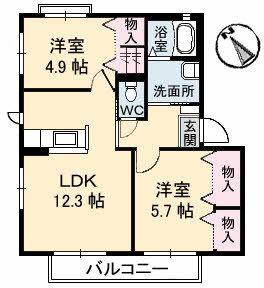 バリュージュIII(2LDK/2階)の間取り写真
