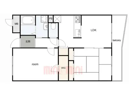 アップルロード(2LDK/3階)の間取り写真
