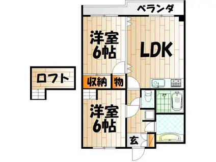 エクセル安部山(2LDK/6階)の間取り写真