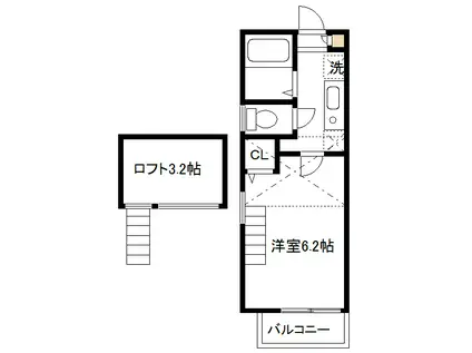 エクセル菊名(1K/2階)の間取り写真