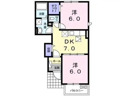 アヴァンツァート II(2DK/1階)の間取り写真