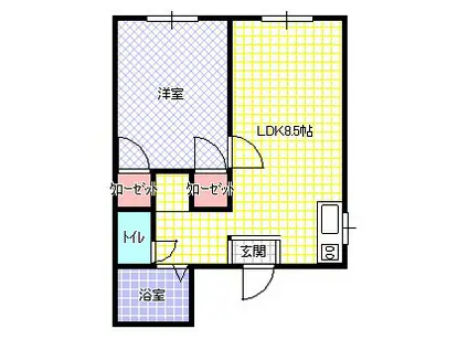 萱島ツイン(1LDK/2階)の間取り写真