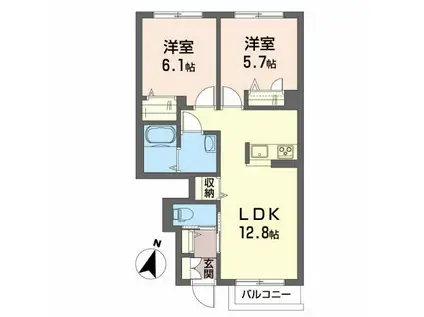 エクセレント III(2LDK/1階)の間取り写真