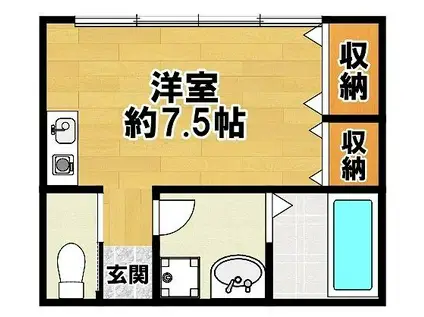 今西ビル(ワンルーム/2階)の間取り写真