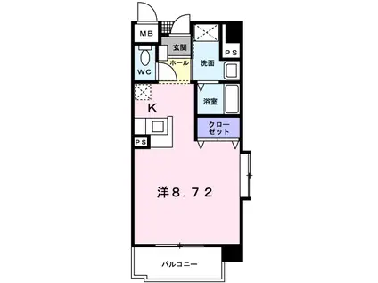 べ・ラルデ(ワンルーム/2階)の間取り写真