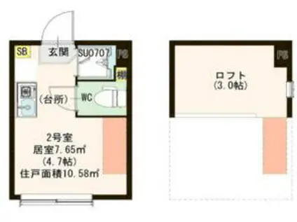 LA VIERE 江古田の森公園(ワンルーム/2階)の間取り写真