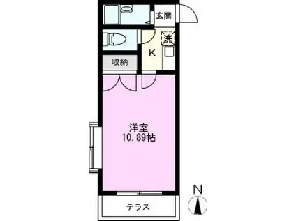 カーサヴェルデ草加(1K/1階)の間取り写真