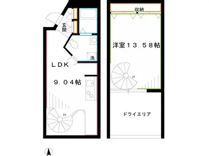 ラフィーノ三鷹(1LDK/B1階)の間取り写真