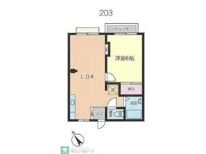 ヒルズつきみ野(1LDK/2階)の間取り写真