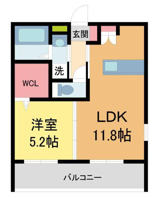 MICAELENOKURAKUEN(1LDK/1階)の間取り写真