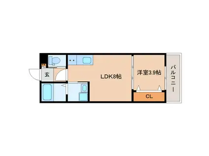 GENTRY王寺(1LDK/3階)の間取り写真