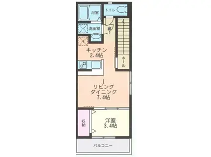 DI QUATTRO 高座渋谷 B(1LDK/2階)の間取り写真