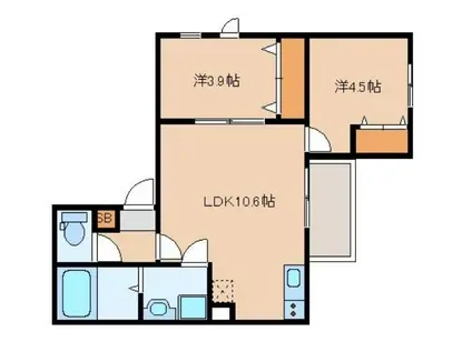 カトレア板付(2LDK/2階)の間取り写真