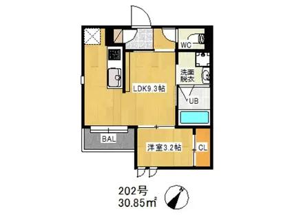 REGALEST PERCE NEIGE(1LDK/2階)の間取り写真