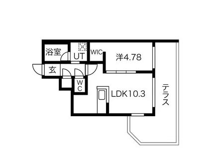 ベルセル東札幌(1LDK/1階)の間取り写真