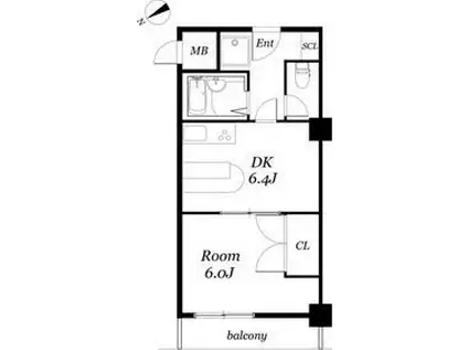 カーサノア八事(1DK/4階)の間取り写真