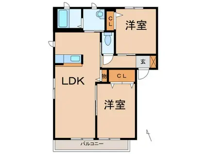 ソレイユ西浜(2LDK/2階)の間取り写真