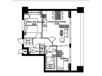 ラナイタウン・ルネッサンス・プラザハウス(2LDK/9階)の間取り写真
