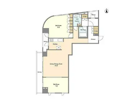 カーサエルミタッジオ都立大学(2LDK/6階)の間取り写真