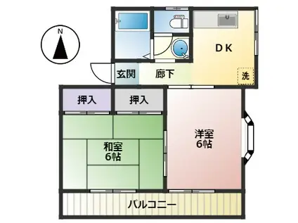 プランドールZAIZEN杢師(2DK/1階)の間取り写真