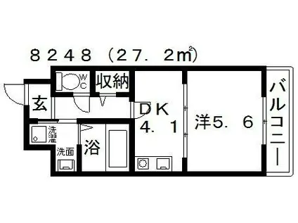 アベニュー岡(1DK/4階)の間取り写真