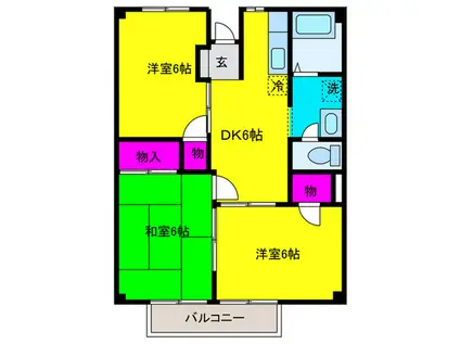 ベイシティハイツSABU(3DK/2階)の間取り写真