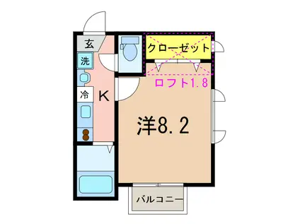 パーシモン(1K/2階)の間取り写真