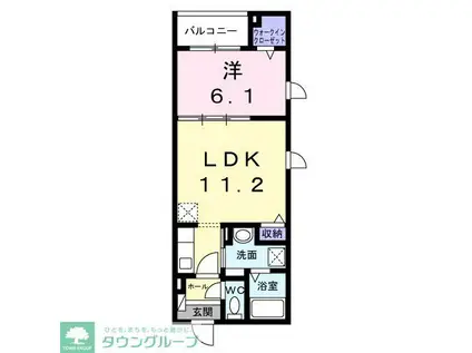 京王線 千歳烏山駅 徒歩4分 3階建 築1年(1LDK/2階)の間取り写真