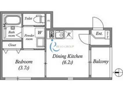 FELICE ROCCO SHOJIHIGASHI(1DK/2階)の間取り写真