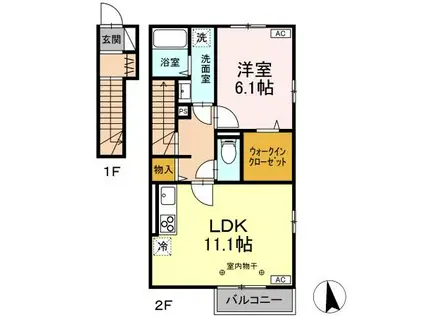 D-ROOM南二番町 C(1LDK/2階)の間取り写真