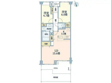 ジェイシティ田園調布(2LDK/1階)の間取り写真