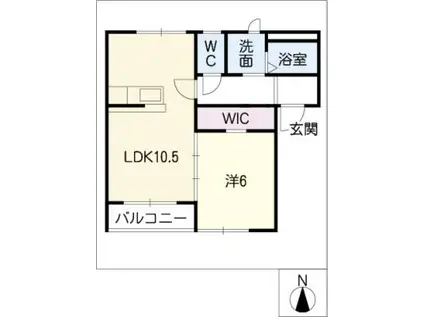 プランドール原(1LDK/2階)の間取り写真