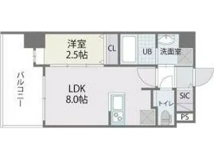 JR鹿児島本線 竹下駅 徒歩3分 15階建 新築(1LDK/2階)の間取り写真