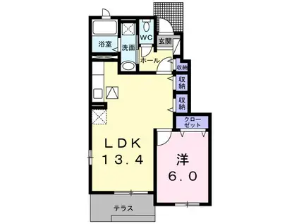 カーサ・ルピナスB(1LDK/1階)の間取り写真