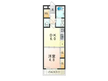 TKアンバーコート浜寺II(1DK/3階)の間取り写真