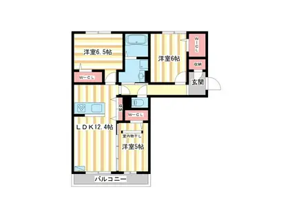 萩I・A棟(3LDK/3階)の間取り写真