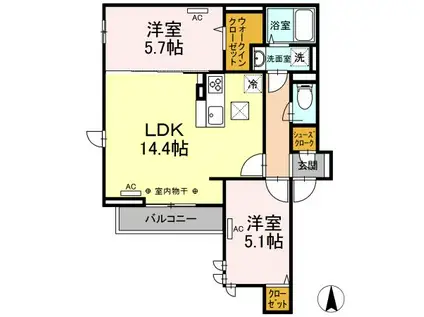ROYGENT東大泉(2LDK/1階)の間取り写真