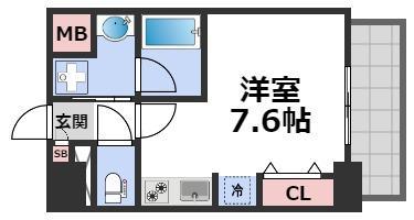 ジアコスモ大阪城南(1K/7階)の間取り写真