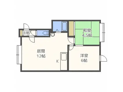 ハッピーハイツ(2LDK/2階)の間取り写真