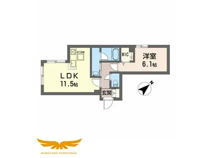 LUCE帯山西(1LDK/1階)の間取り写真