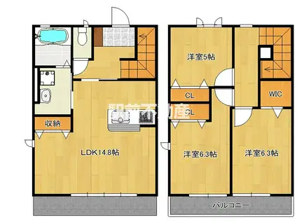 プレステージ和白VI C棟(3LDK/1階)の間取り写真