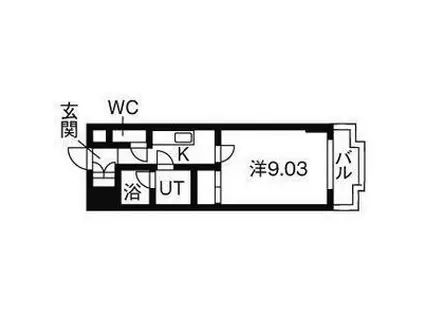 パレミレニアム(1K/2階)の間取り写真