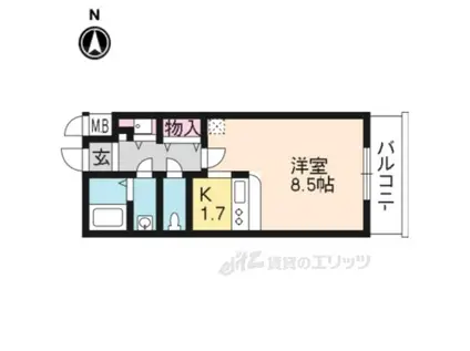 ホワイトハイムKAGAMIISHI(1K/2階)の間取り写真