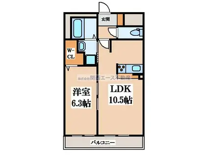 アムール八旗(1LDK/1階)の間取り写真