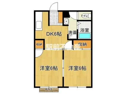 ハイツ平松(2DK/1階)の間取り写真