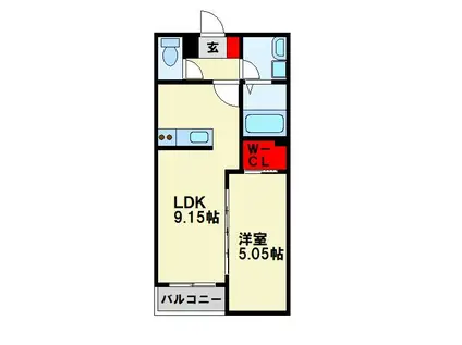 BRAVE BASE SAKURA(1LDK/2階)の間取り写真