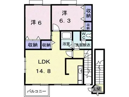 メゾン青山(2LDK/2階)の間取り写真