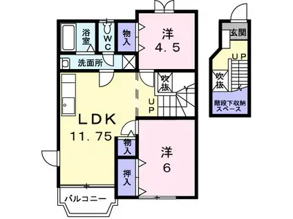 フラット花井壱番館(2LDK/2階)の間取り写真