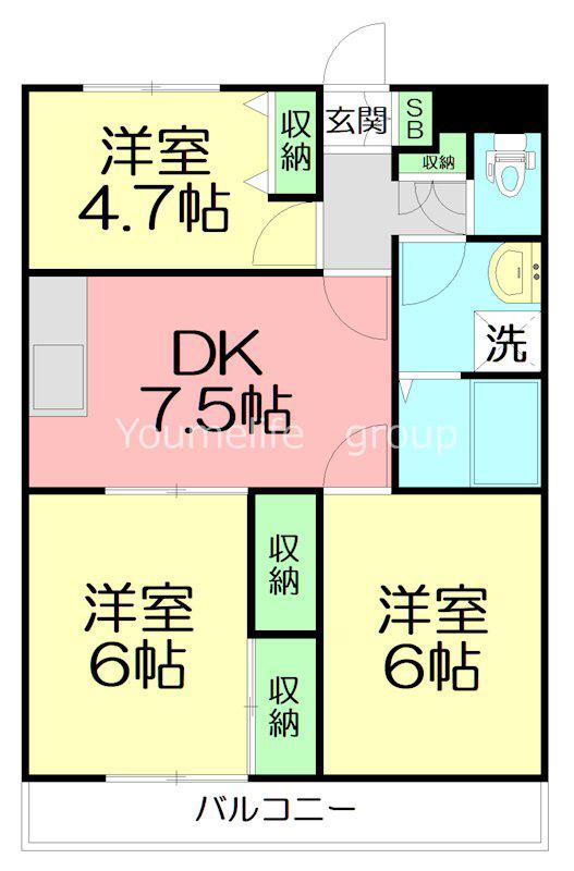 セミーランドヒル(3DK/4階)の間取り写真