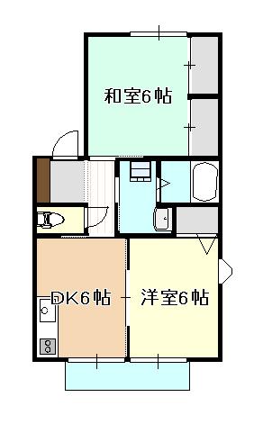 カサブランカ B(2DK/2階)の間取り写真
